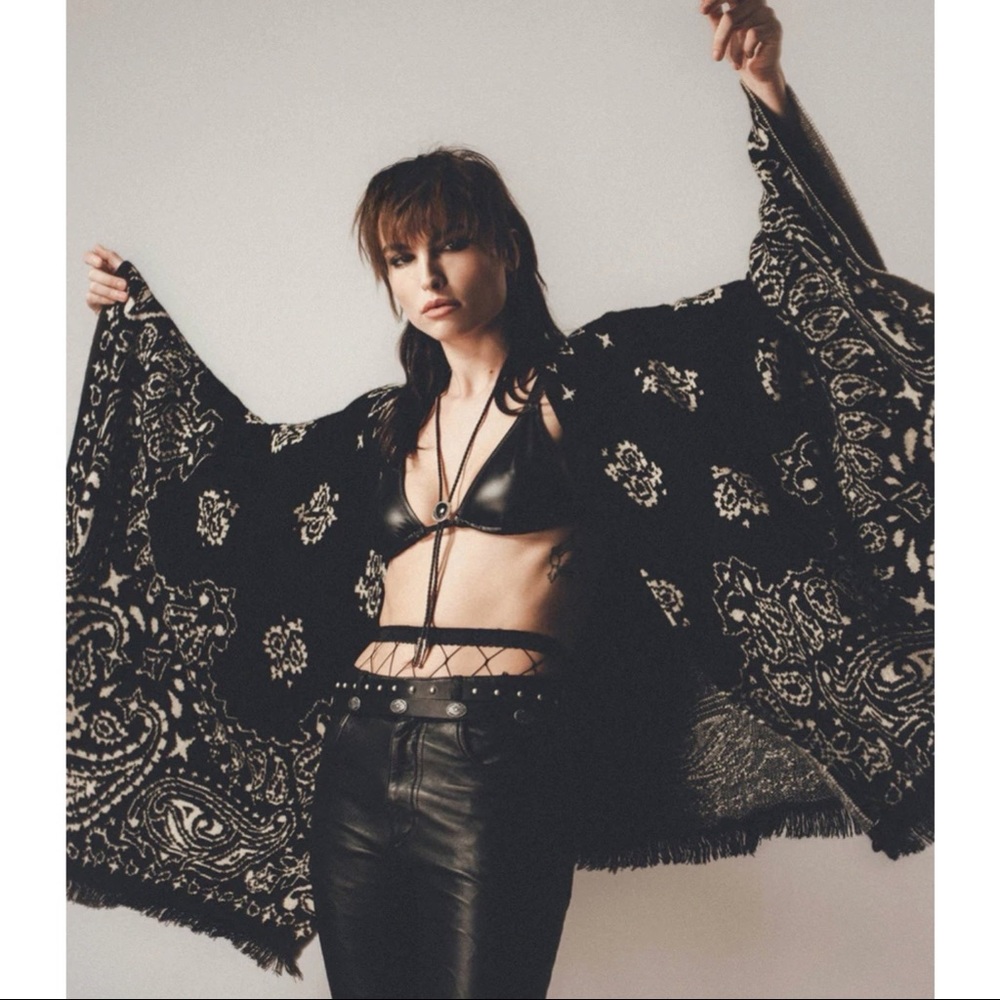 Black & White Bandana Poncho